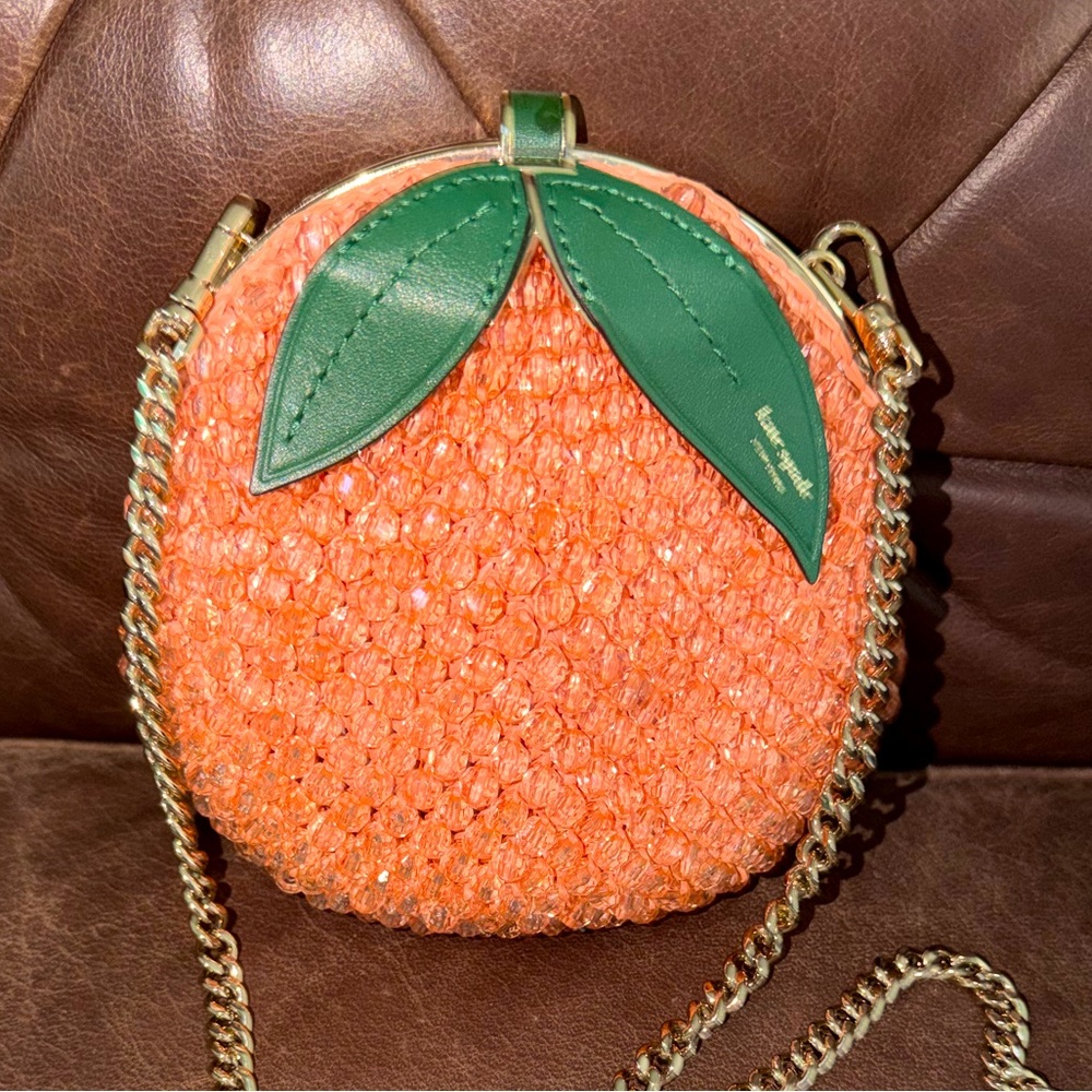 Kate Spade Orange Slice Beaded Crossbody Bag Novelty Fruit Purse Chain Strap